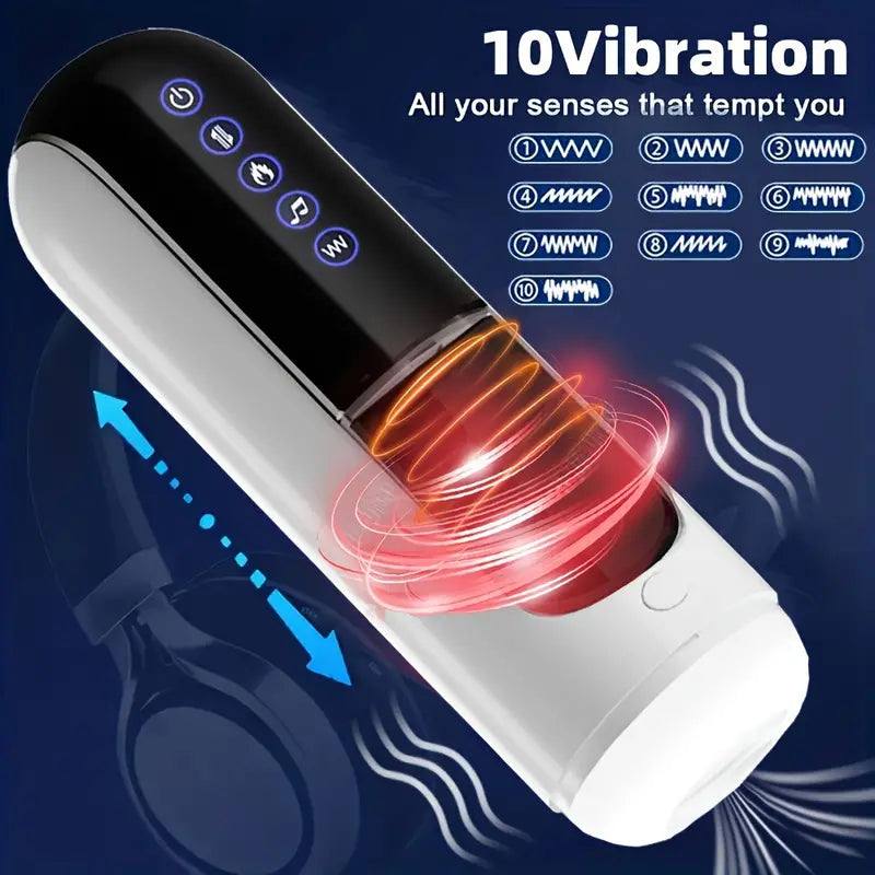 10 Thrusting Vibrating Suction Heating Male Automatic Stroker
