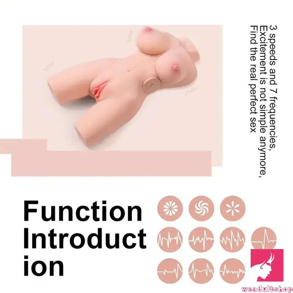 3.46lb Realistic Boobs Vagina Anal Vibrating Torso Masturbator