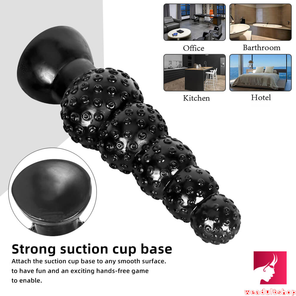 9.44in 13.18in Odd Huge Thick Black Butt Plug Dildo With Anal Beads