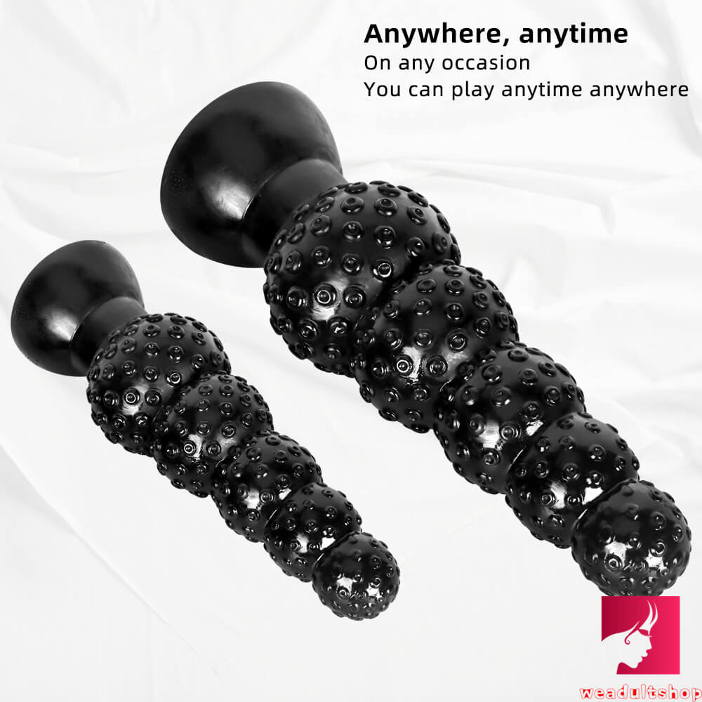 9.44in 13.18in Odd Huge Thick Black Butt Plug Dildo With Anal Beads