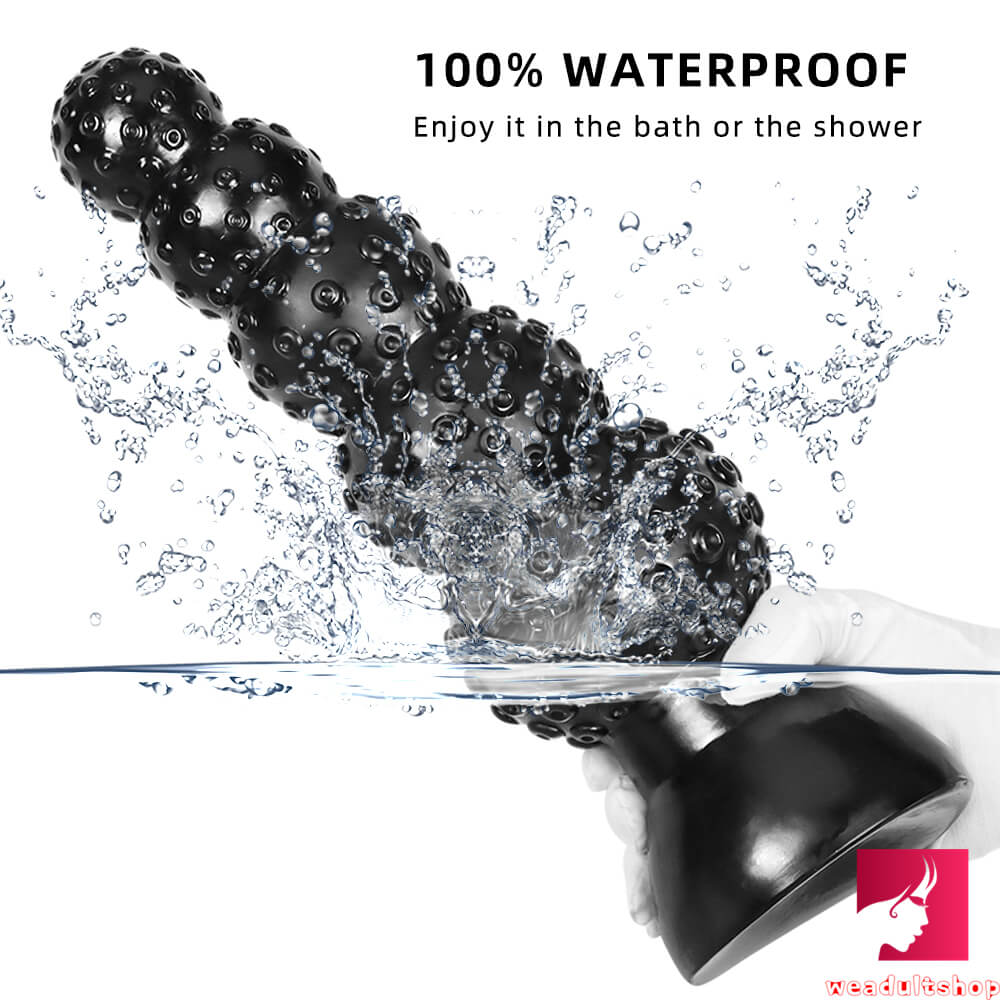 9.44in 13.18in Odd Huge Thick Black Butt Plug Dildo With Anal Beads