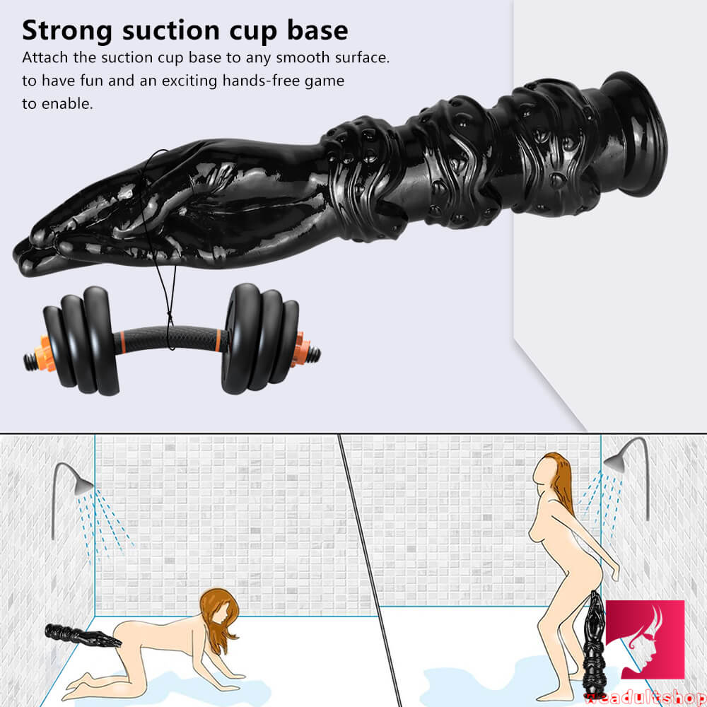 14.17in Fantasy Big Thick Black Fist Dildo With Beads Hands