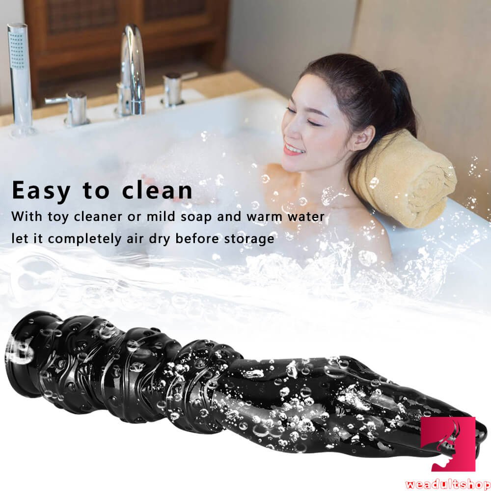 14.17in Fantasy Big Thick Black Fist Dildo With Beads Hands