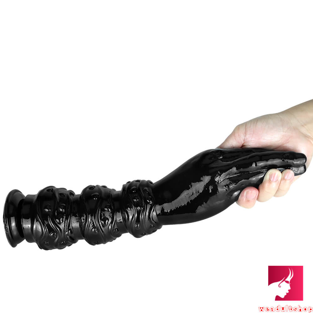 14.17in Fantasy Big Thick Black Fist Dildo With Beads Hands