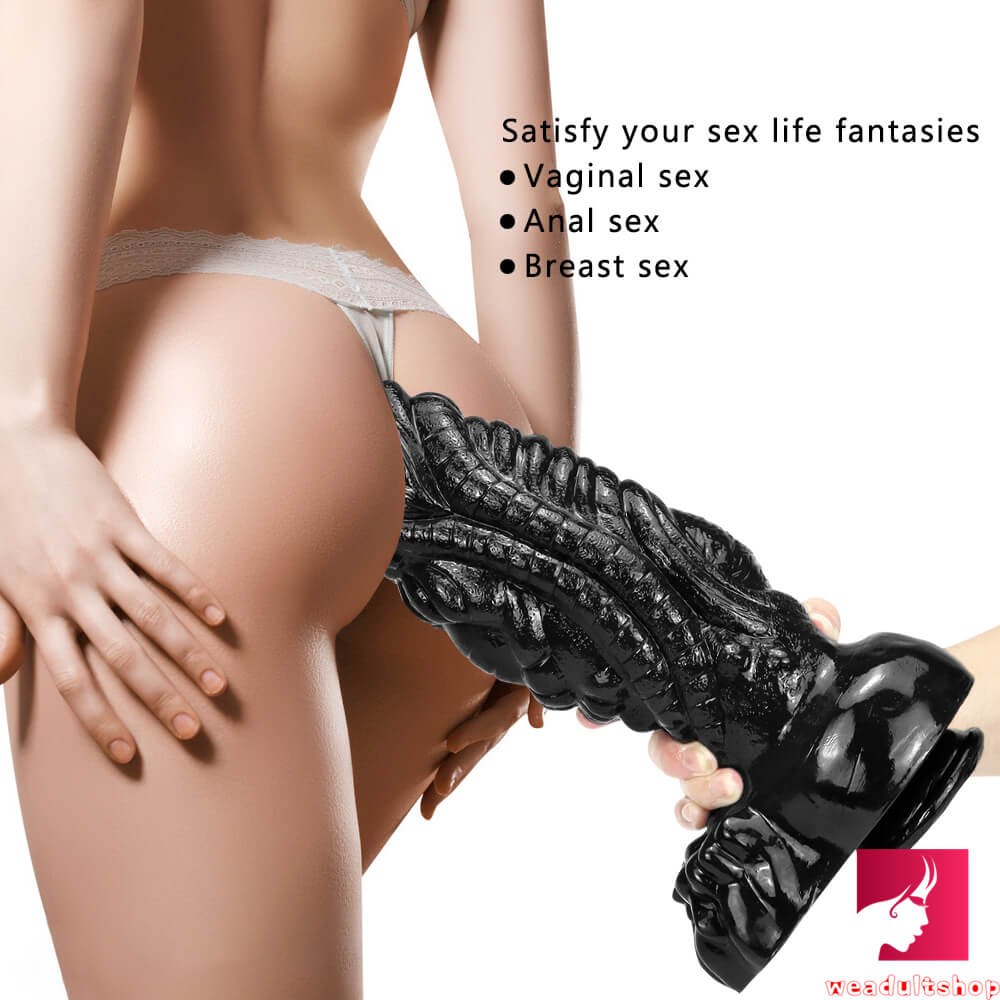 14.56in Fantasy Odd Big Black Long Thick Butt Plug Dildo