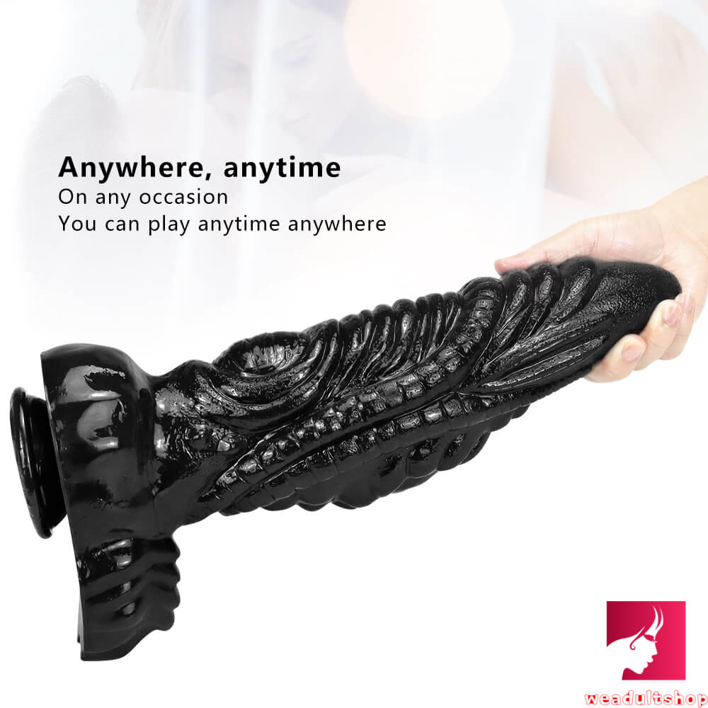 14.56in Fantasy Odd Big Black Long Thick Butt Plug Dildo
