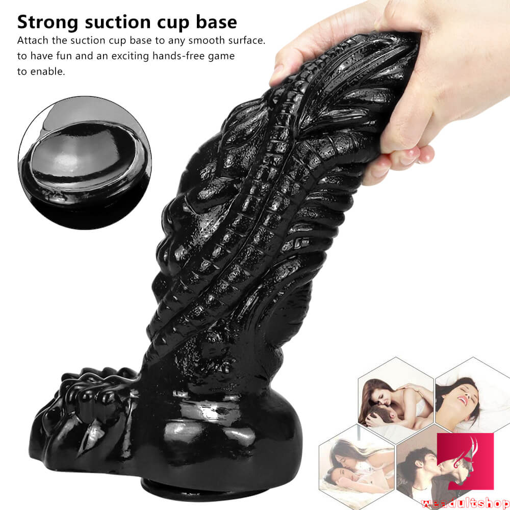 14.56in Fantasy Odd Big Black Long Thick Butt Plug Dildo