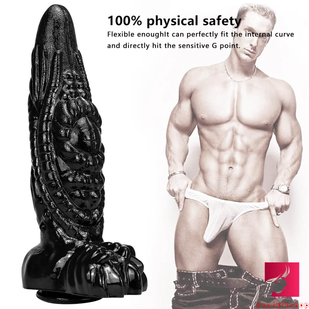 14.56in Fantasy Odd Big Black Long Thick Butt Plug Dildo