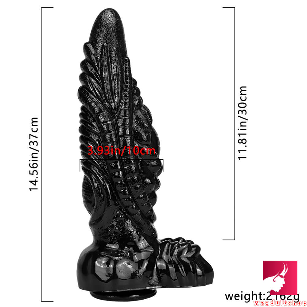 14.56in Fantasy Odd Big Black Long Thick Butt Plug Dildo