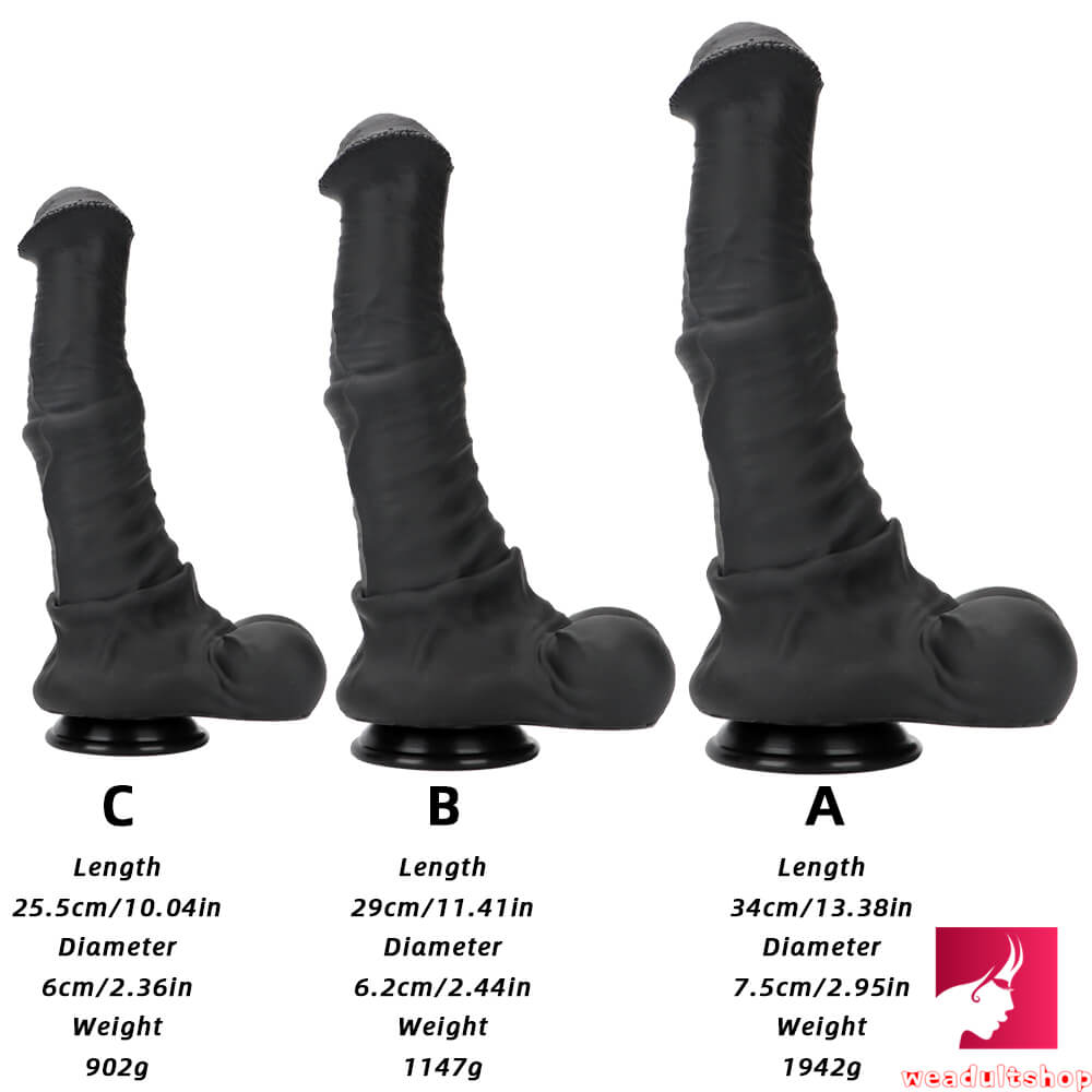 10.04in 11.41in 13.38in Huge Black Animal Horse Dildo Sex Toy