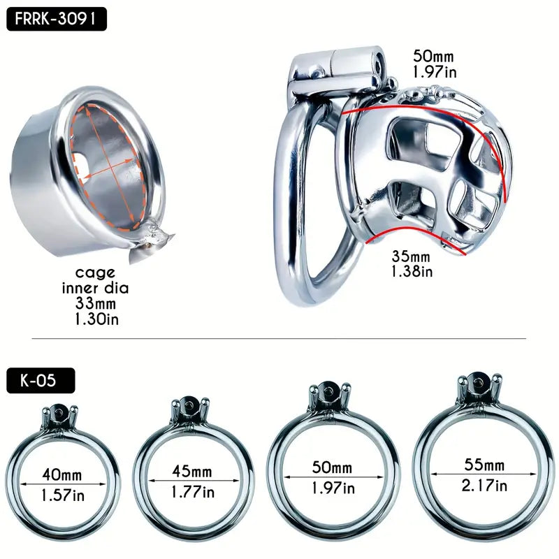 Small Stainless Steel Hollow Male Chastity Cage Bent Tube Design Penis Cage
