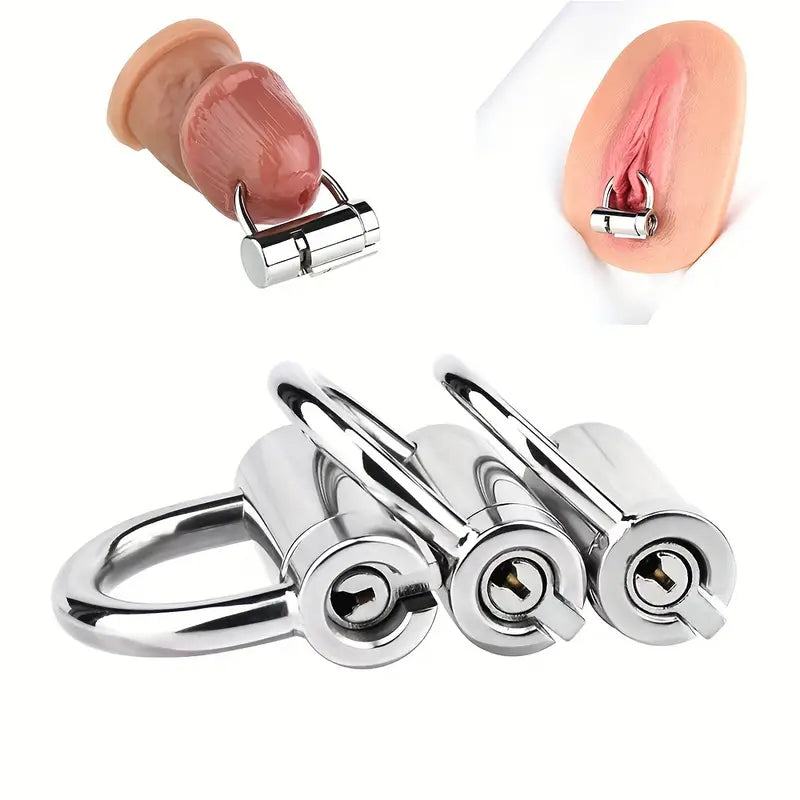 Stainless Steel Men Glan Piercing PA Cock Cage Female Labium Restrain Device