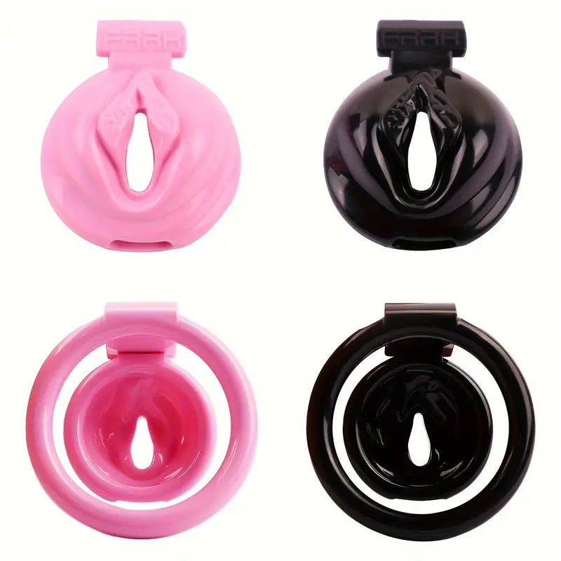 Plastic Pink Black Male Penis Cage With Adjustable Sizes Elastic Nylon Chastity