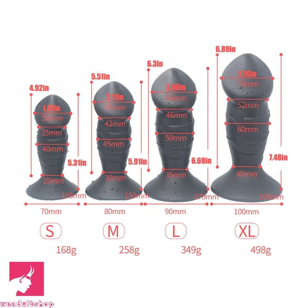 5.31in 5.91in 6.69in 7.48in Dildo Butt Plug Trainer Liquid Silicone Cock Anal Plug