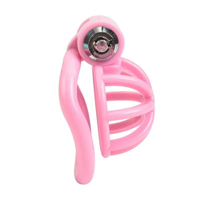 Male Penis Chastity Cage Pink Black Small Chastity Cage With 5 Rooster Rings