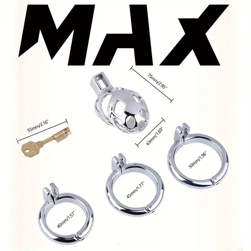 Metal Chastity Cage Hollowed Chastity Device Wear Penis Cage With Lock Key