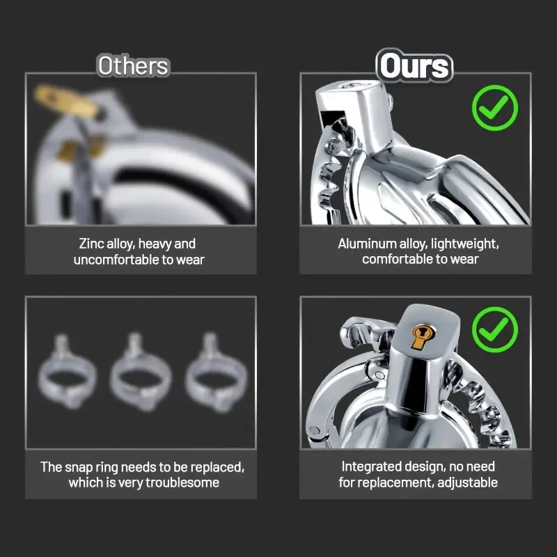 Metal Chastity Lock Adjustable Snap Ring Cock Cage Lock Device Sex Toy