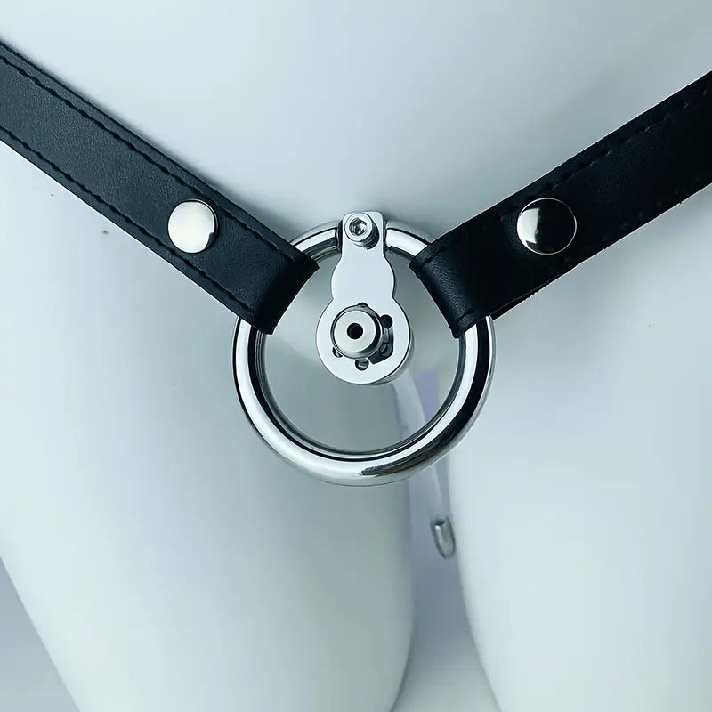 Flat Negative Chastity Cage With Belt Silicone Tube Removable Metal Steel Balls