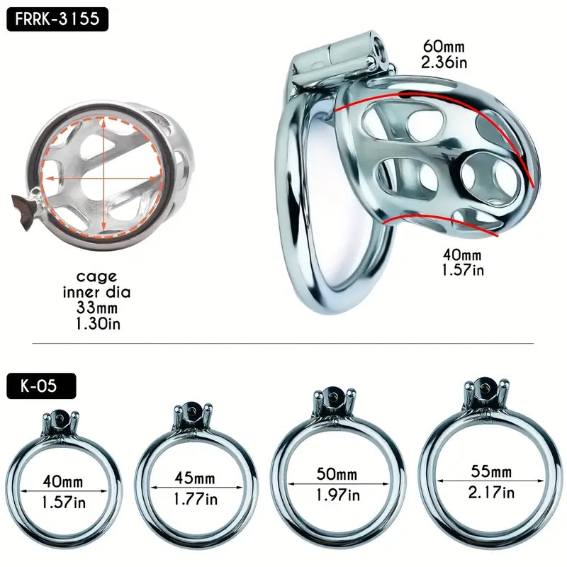 Hollowed-out Stainless Steel Penis Lock Columnar Shape Male Chastity Cage