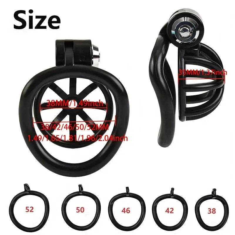 Male Penis Chastity Cage Pink Black Small Chastity Cage With 5 Rooster Rings