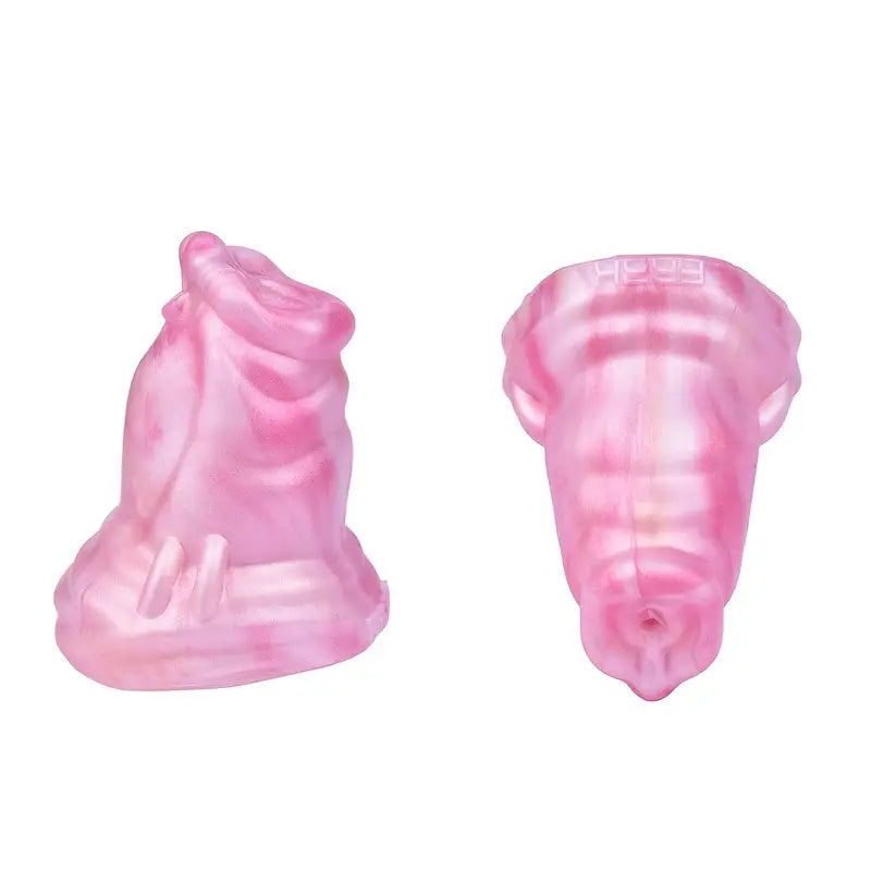 Silicone Mini Wolf Dildo With Metal Flat Chastity Cage Adjustable Strap Cock Ring