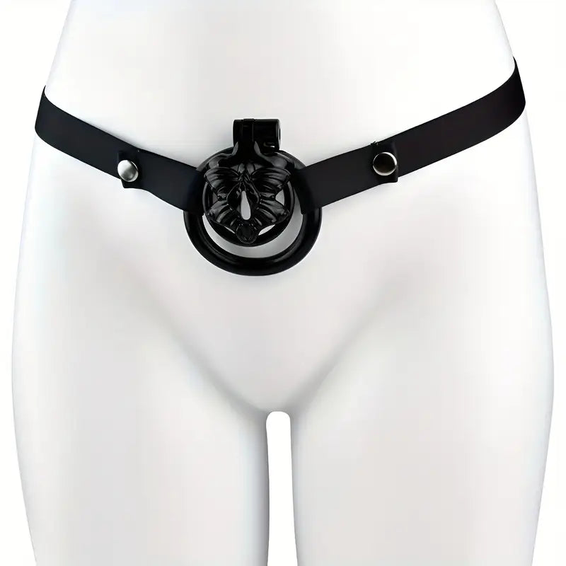 Butterfly-Inspired Chastity Lock With Elastic Belt Hard Plastic Male Cock Cage