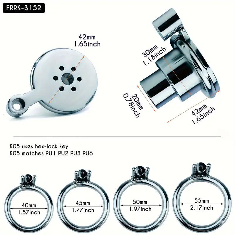 Hex-lock Arc-shaped Double Layer Urinary Catheter Inversion Chastity Cage
