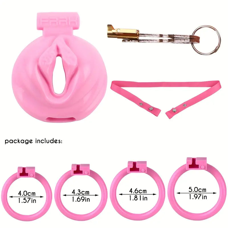 Plastic Pink Black Male Penis Cage With Adjustable Sizes Elastic Nylon Chastity