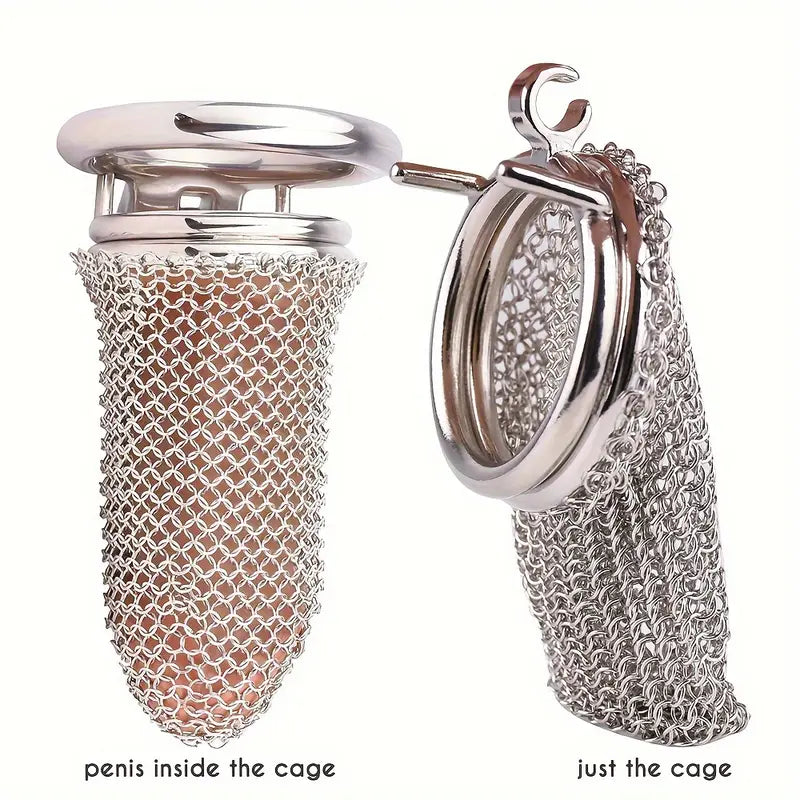 Male Stainless Mesh Metal Chastity Lock Cage Penis Lightweight Anti-Escape