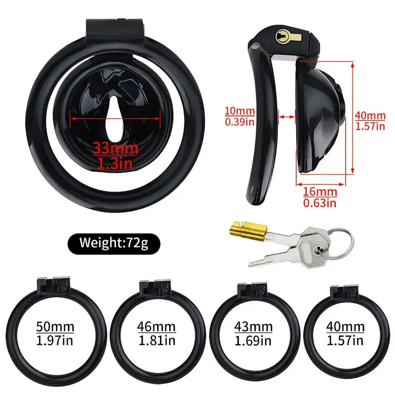 Plastic Male Female Genital Chastity Cage Device Set With 4 Size Clips