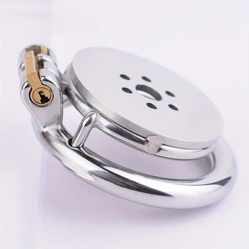 Stainless Steel Chastity Cage With Detachable Silicone Urethral Plug Penis Lock