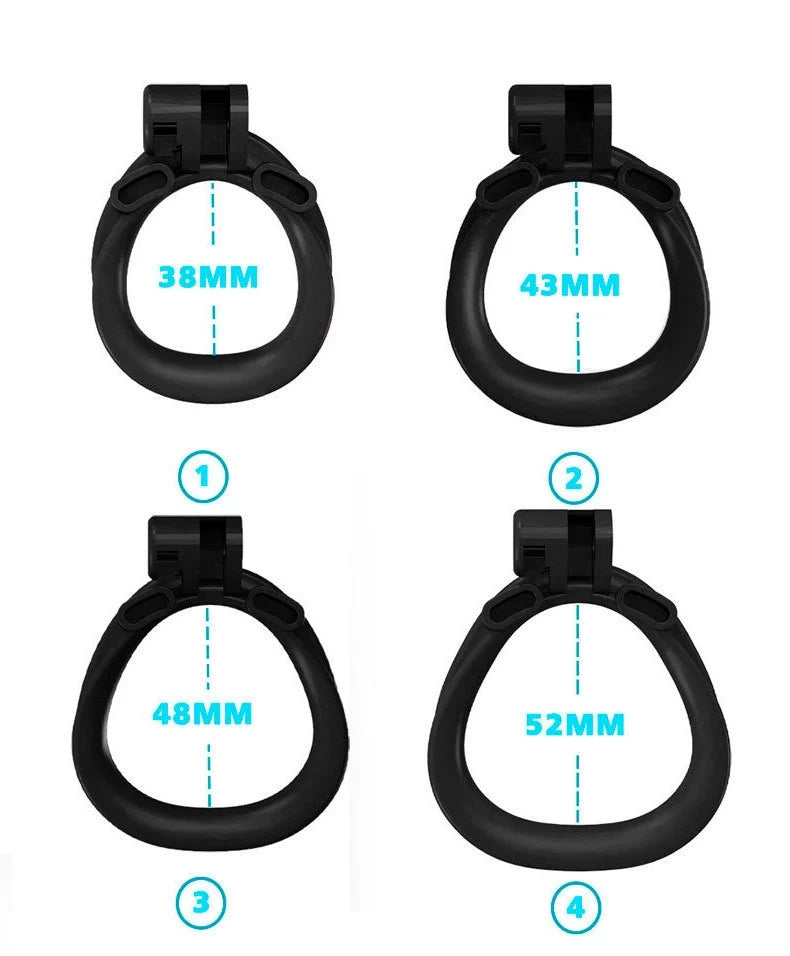 High-Quality Gradient Durable ABS Male Chastity Cage With Double Penis Rings