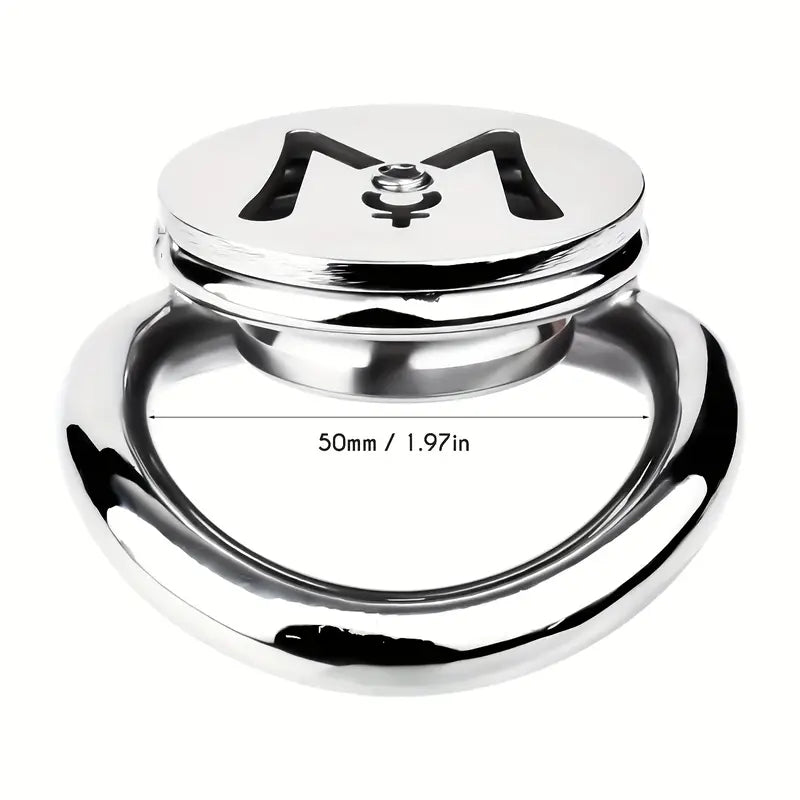 M-shaped Flat Stainless Steel Negative Inverted Chastity Penis Lock Cage