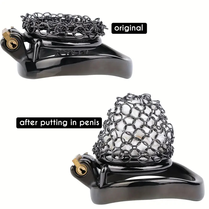Lightweight Anti-Escape Control Small Stainless Steel Male Mesh Chastity Cage