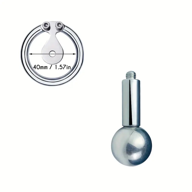 Flat Chastity Cage Detachable Massage Steel Ball Screw Hex Lock BDSM Toy