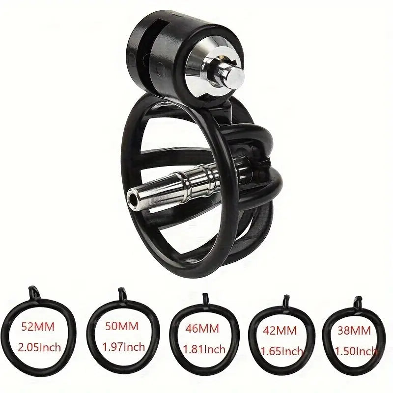 Male Penis Chastity Cage Pink Black Small Chastity Cage With 5 Rooster Rings