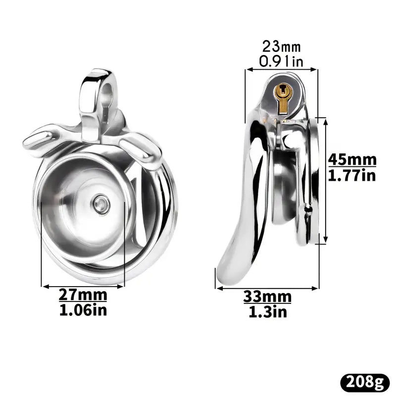 M-shaped Flat Stainless Steel Negative Inverted Chastity Penis Lock Cage