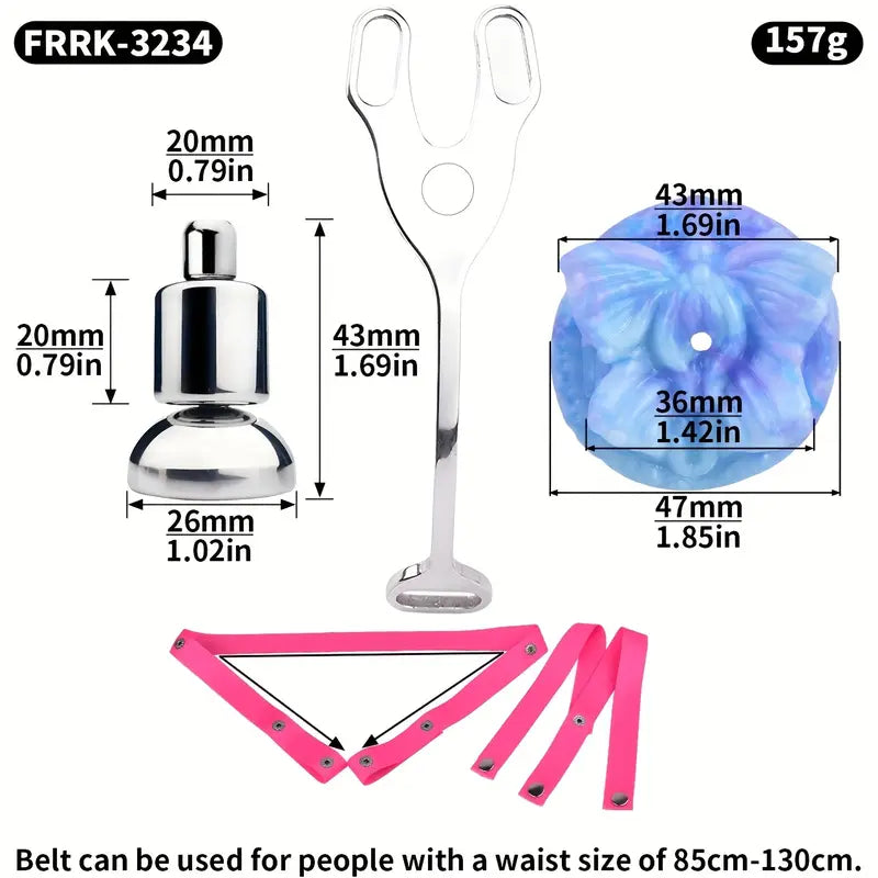 Metal Flat BDSM Butterfly Vaginal Chastity Cage Device Belt For Female Adults