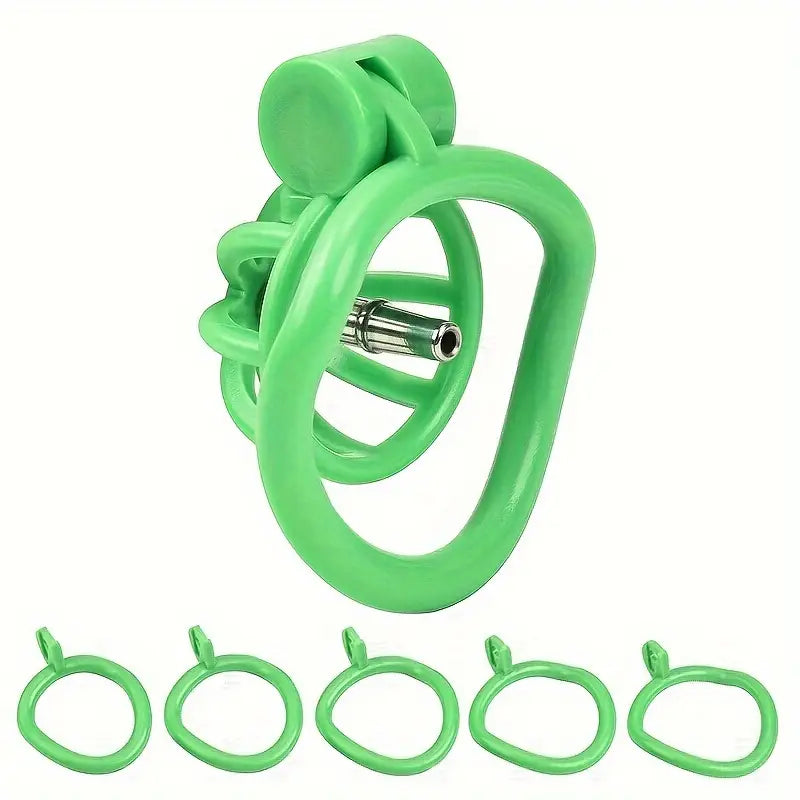 Male Penis Chastity Cage Pink Black Small Chastity Cage With 5 Rooster Rings