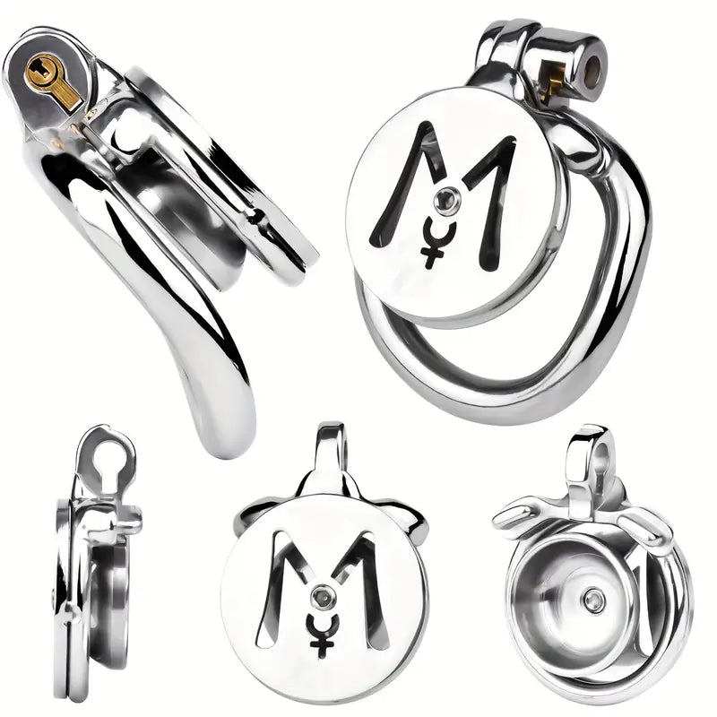 M-shaped Flat Stainless Steel Negative Inverted Chastity Penis Lock Cage