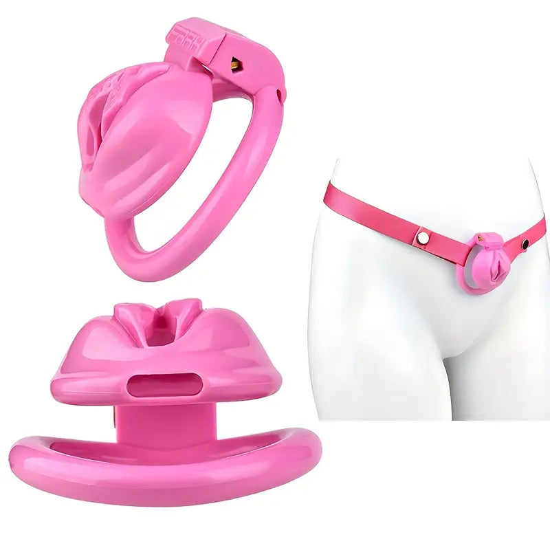 Plastic Male Female Genital Chastity Cage Device Set With 4 Size Clips
