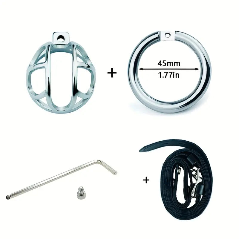 Metal Hollow Opening Male Device Screw Adjustable Wear Lock Cock Cage