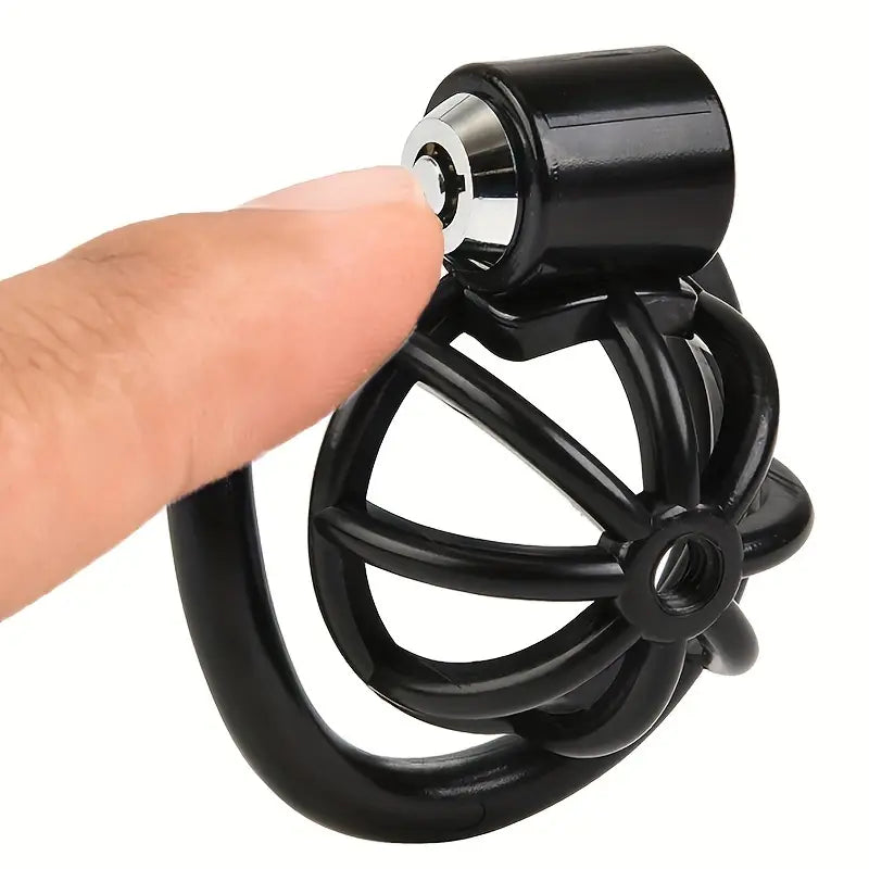 Male Penis Chastity Cage Pink Black Small Chastity Cage With 5 Rooster Rings