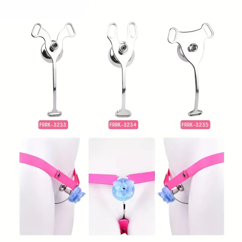 Metal Flat BDSM Butterfly Vaginal Chastity Cage Device Belt For Female Adults
