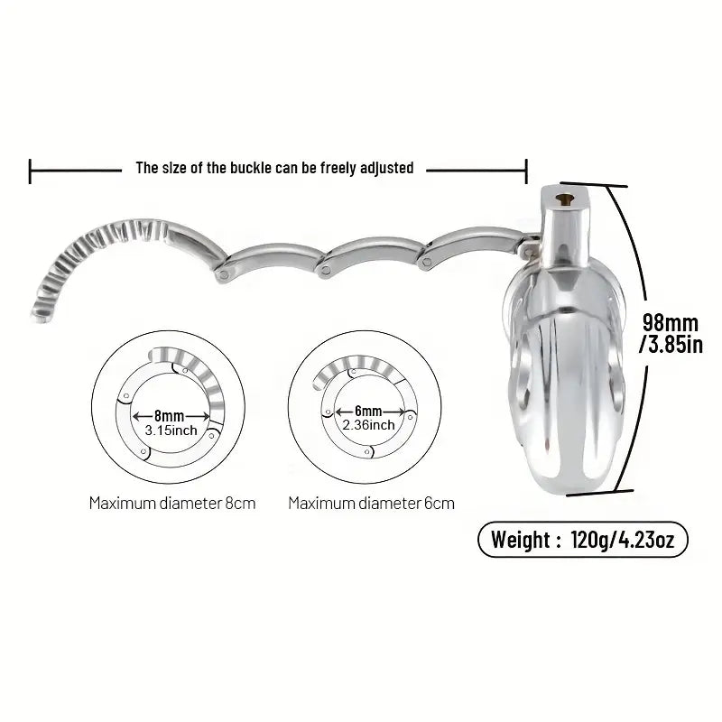 Metal Chastity Lock Adjustable Snap Ring Cock Cage Lock Device Sex Toy