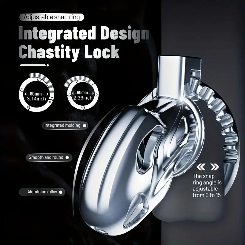 Metal Chastity Lock Adjustable Snap Ring Cock Cage Lock Device Sex Toy