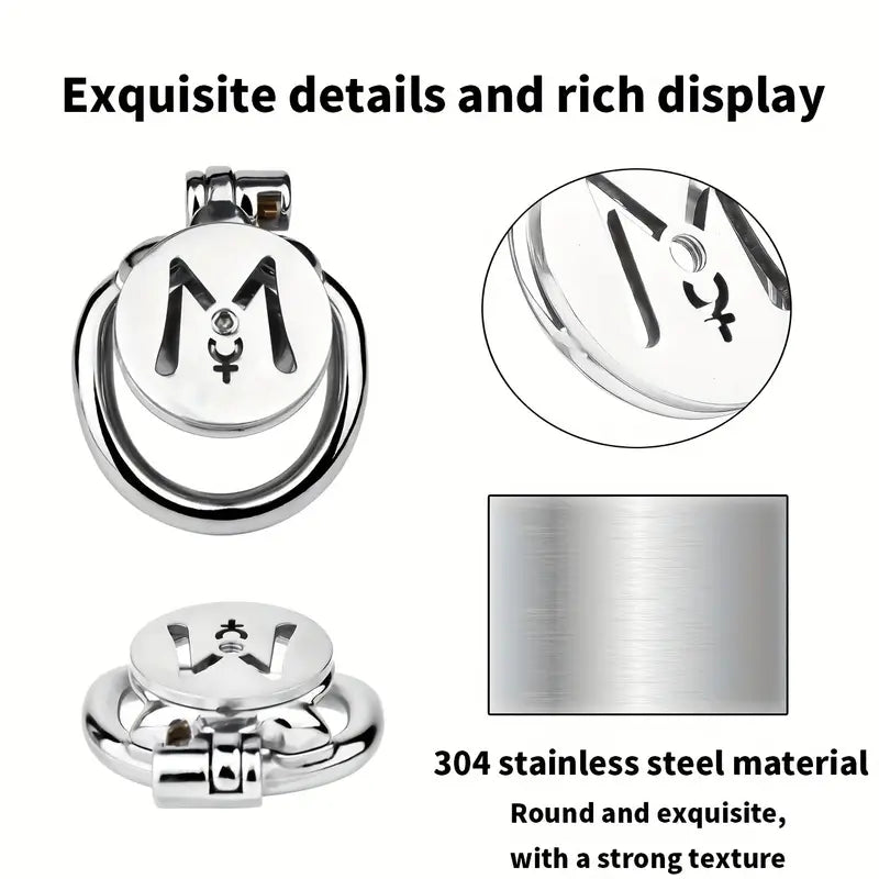 M-shaped Flat Stainless Steel Negative Inverted Chastity Penis Lock Cage