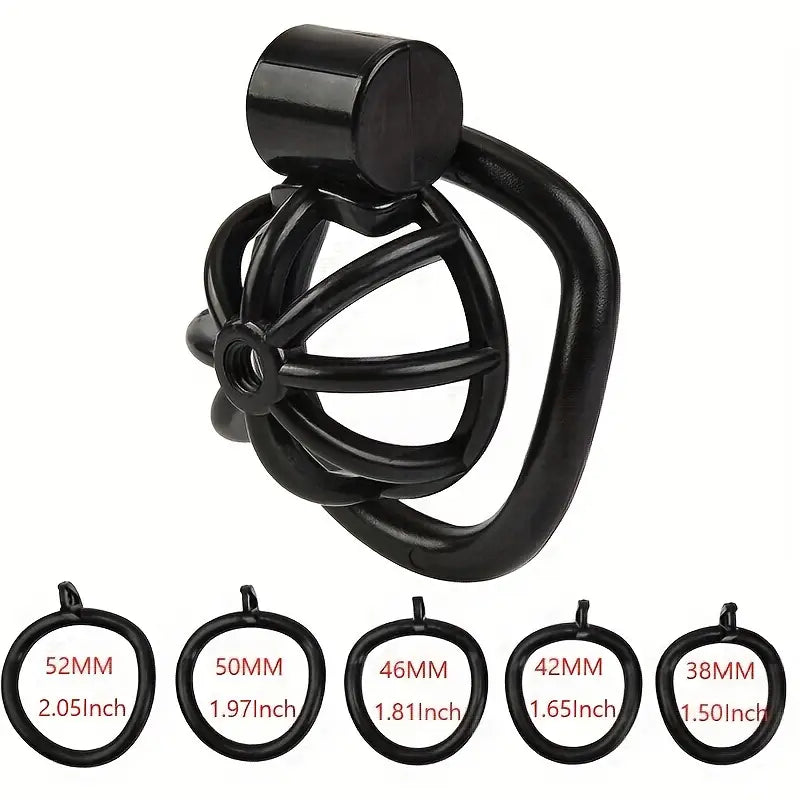 Male Penis Chastity Cage Pink Black Small Chastity Cage With 5 Rooster Rings