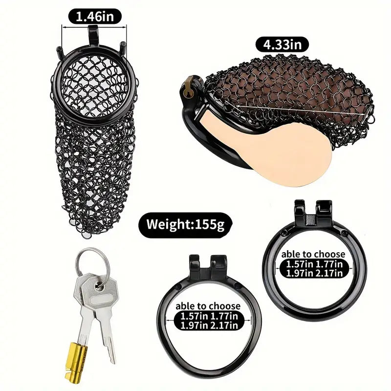 Black Long Chain Male Chastity Cage With Locking Clasp Adult BDSM Toy