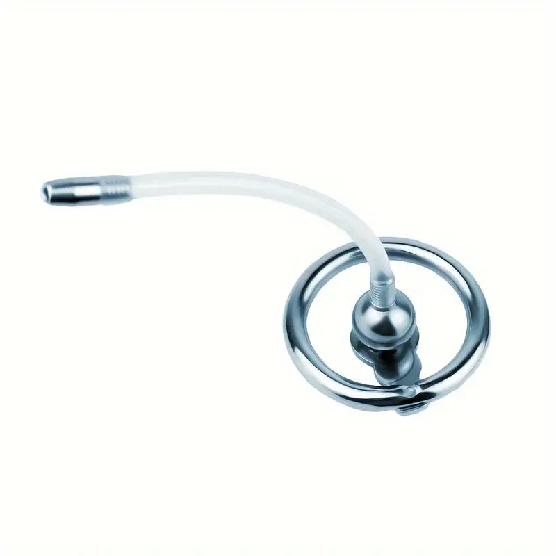 Flat Negative Chastity Cage With Belt Silicone Tube Removable Metal Steel Balls